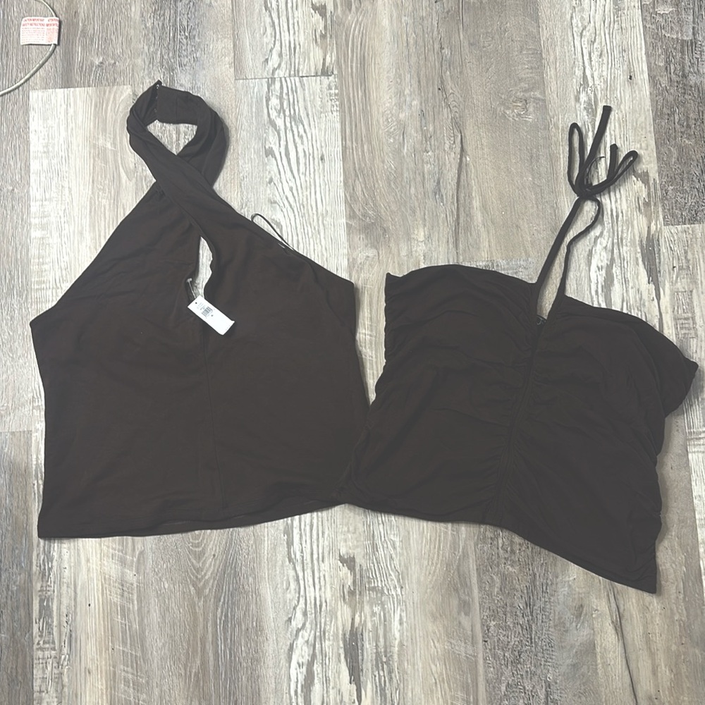 Set of 2 xl banana republic dark brown halter tops
